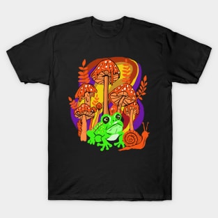 Psychedelic Mushrooms & Frog T-Shirt